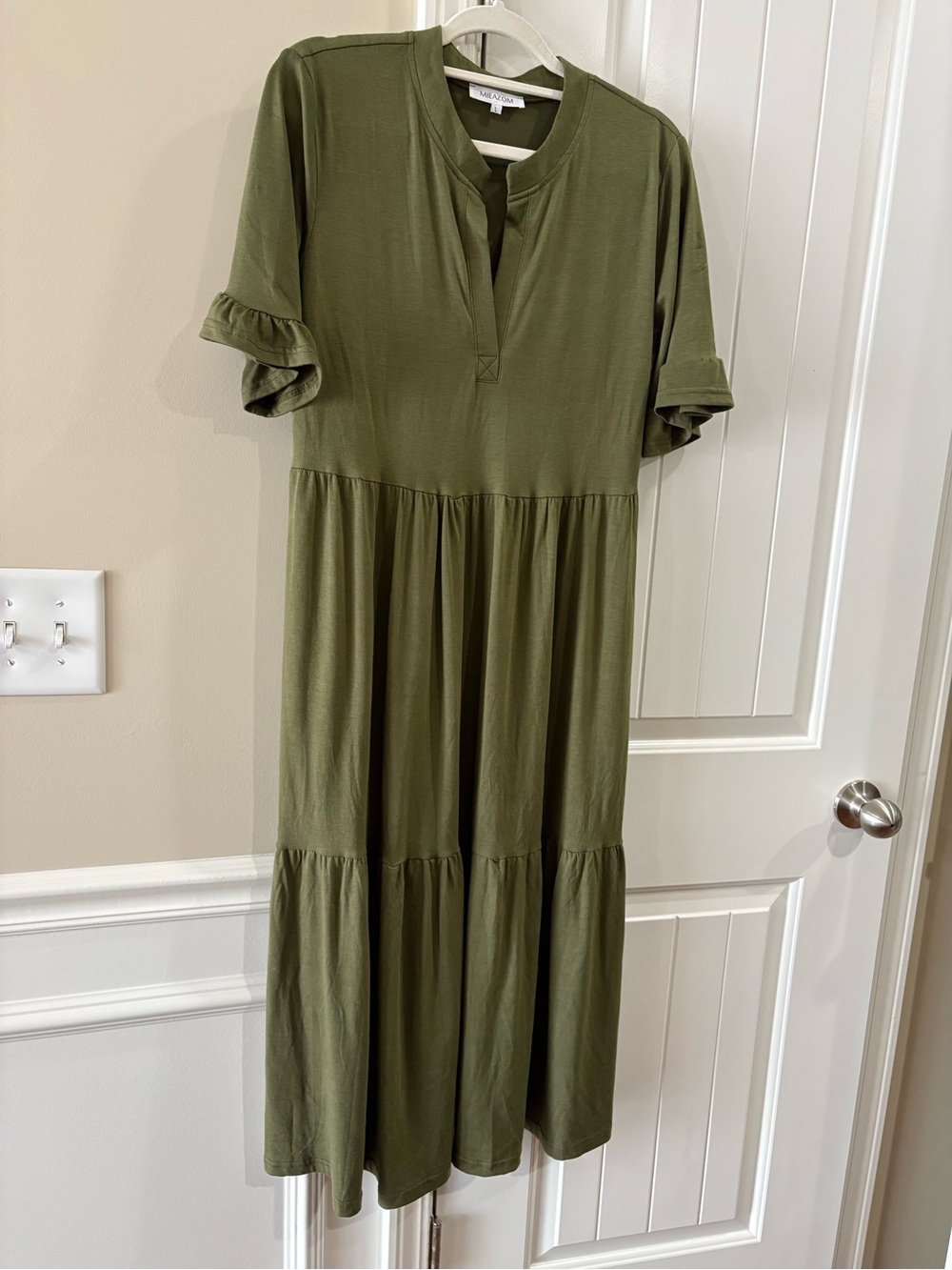 a new day Olive Green Tiered Midi Dress